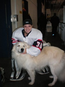 Goalie and her dog